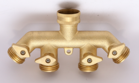 Brass Threaded Female/Male Garden Hose Manifold With Copper Switch Handle factory